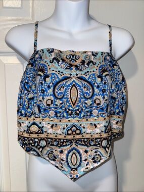 Lulu's Blue Paisley Handkerchief Hem Cami Top